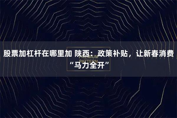股票加杠杆在哪里加 陕西：政策补贴，让新春消费“马力全开”